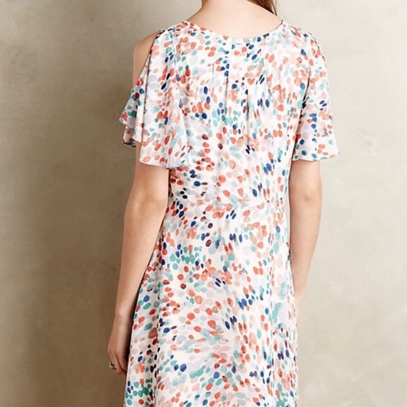 Maeve at Anthropologie Watercolor Dot Cold Shoulder Dress - Picture 2 of 8